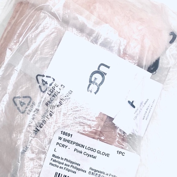 🎁UGG Premium Fur-lined Sheepskin Logo Gloves, Size Large, Pink Crystal (NWT) - Picture 7 of 7
